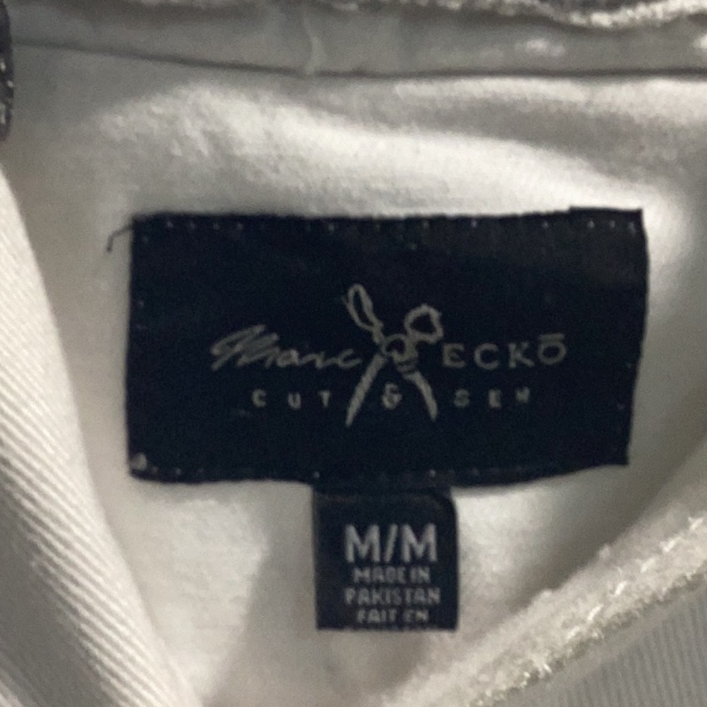 New  Wot MarcEcko Cut & Sew  Denim Hoodie White And Gray Jacket . - Picture 2 of 10